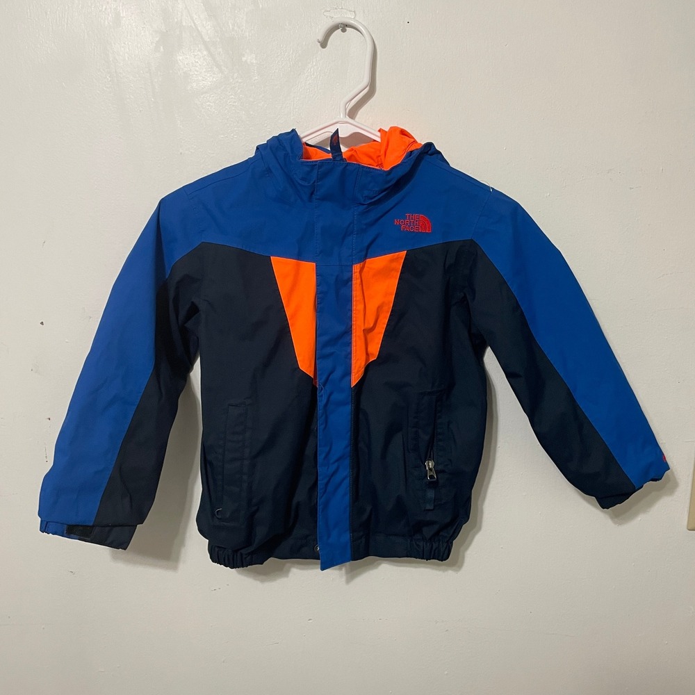 The North Face Toddler Hooded Windbreaker Jacket Blue Orange Size 5T Colorblock